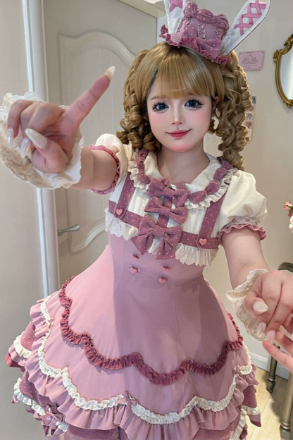 Ohrenkuchen täglich + Kaninchen Kirsche Lolita Bunny Hut Kleid