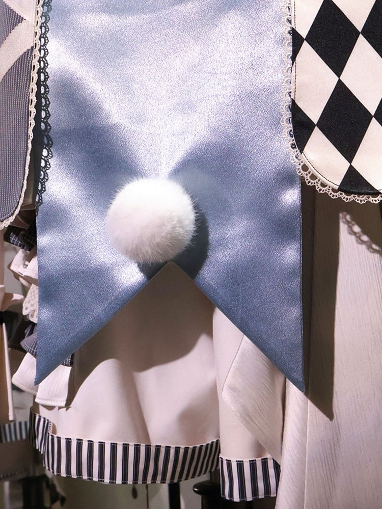 Train Ouji Fashion + Poker Shorts+ in Vibes Light Wonderland Card Outfit-Shirt Collar Detachable Theme Alice Blue