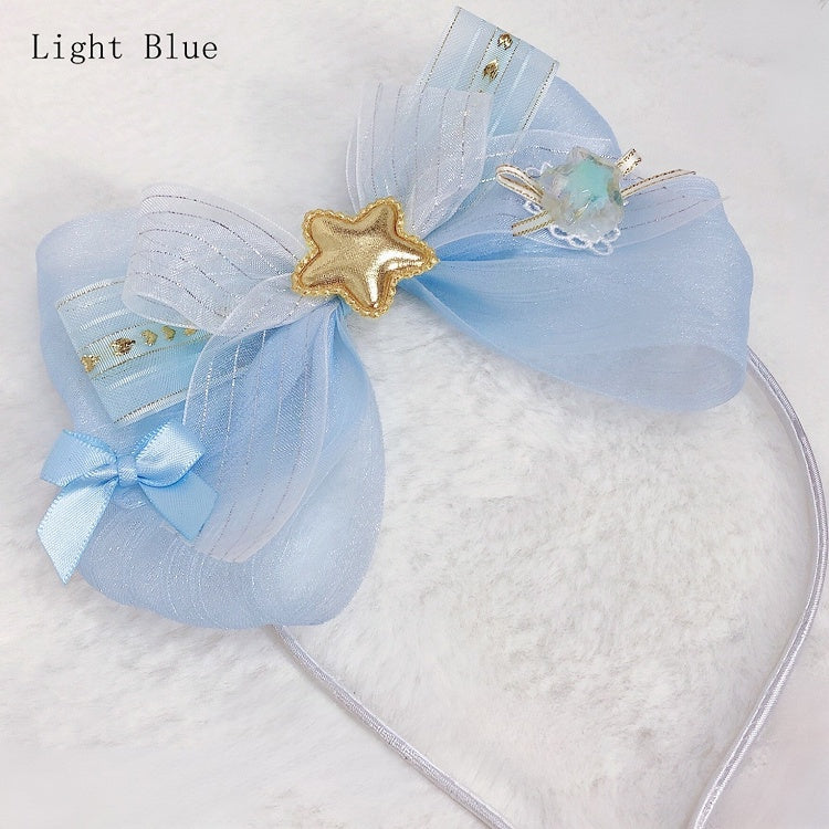 Lolita KC Idol Bowknot Blau Verzierter Stern Dunkel/Hell