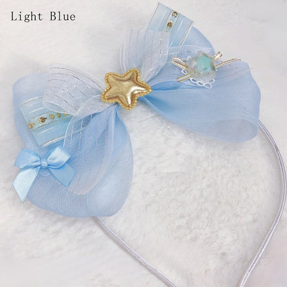 Lolita KC Idol Bowknot Blau Verzierter Stern Dunkel/Hell