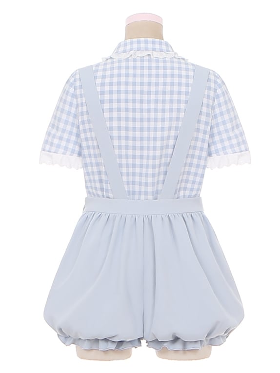 Little Penguin Blue Sweet Overalls Bubble Shorts