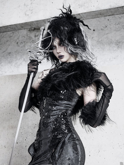 Black Fanx Fur Shawl