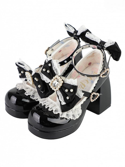 Beaded Black Detachable Decorated Bowknot And Polished Rhinestone