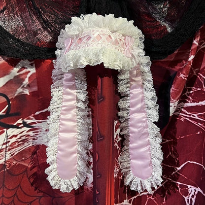 with Ear Lace Options White 3 Satin Color Headband Rabbit Lolita