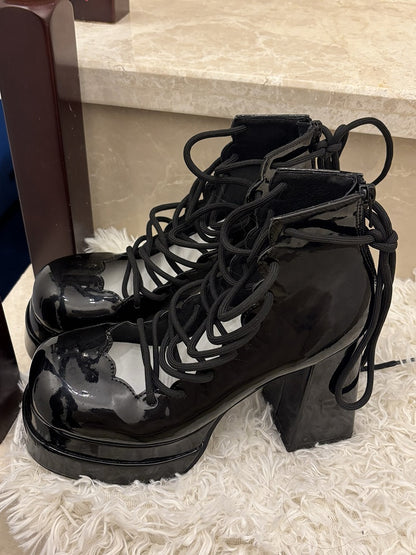 Black Heels Gothic Wraparound Lolita High Ankle Straps