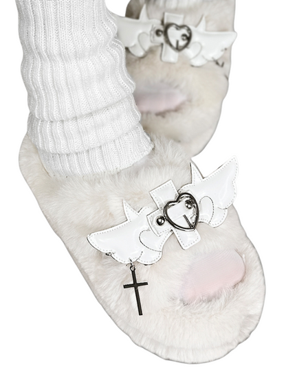 Chaussons à plateforme en fourrure DeVille Shoes Angel