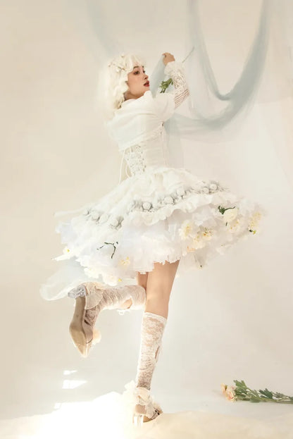 Spring Harvest Length Floral 35cm/45cm WhiteWhite- Petticoat