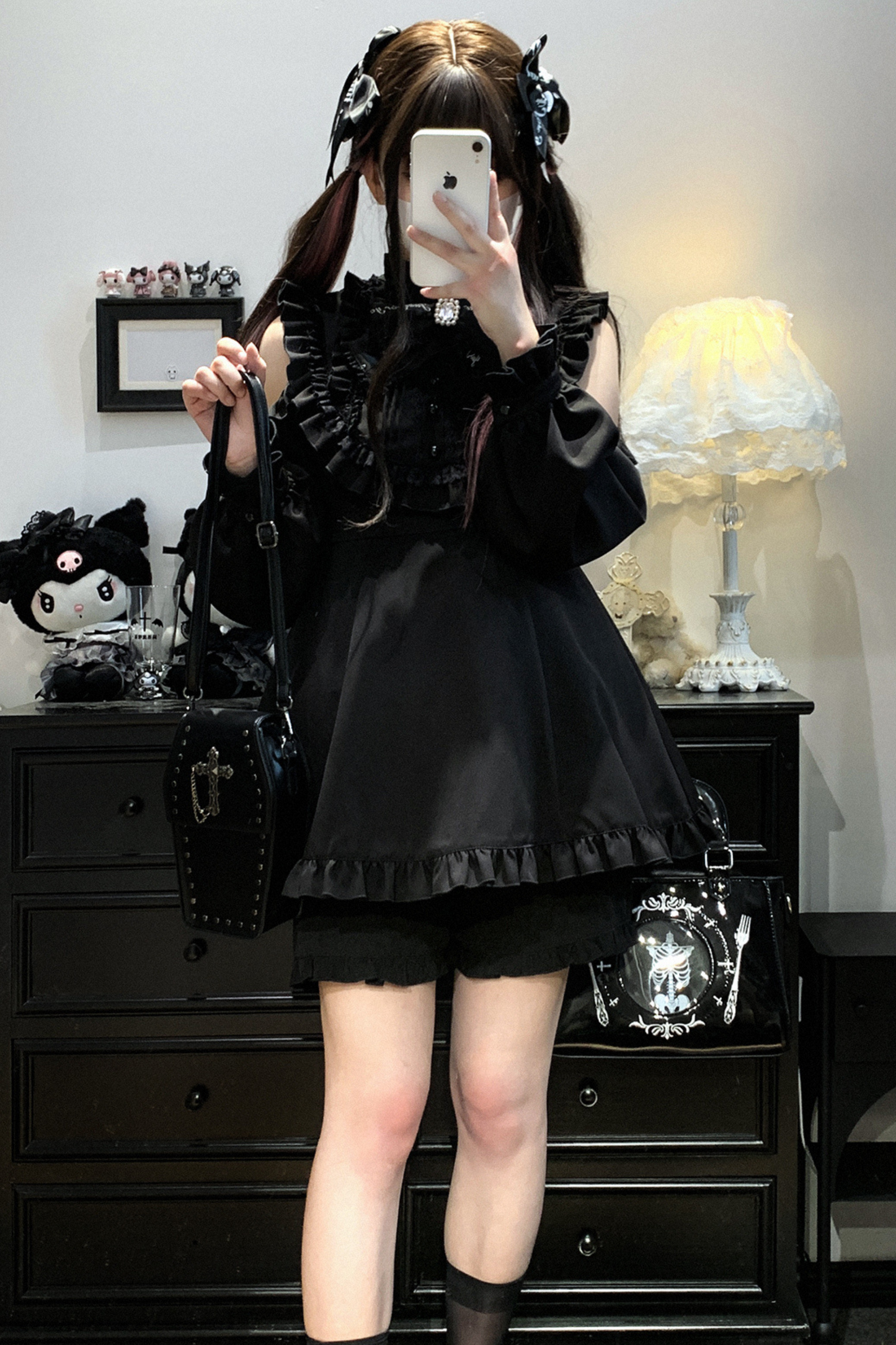 Ruffle Princess + Off-Shoulder Top Ribbon Shorts