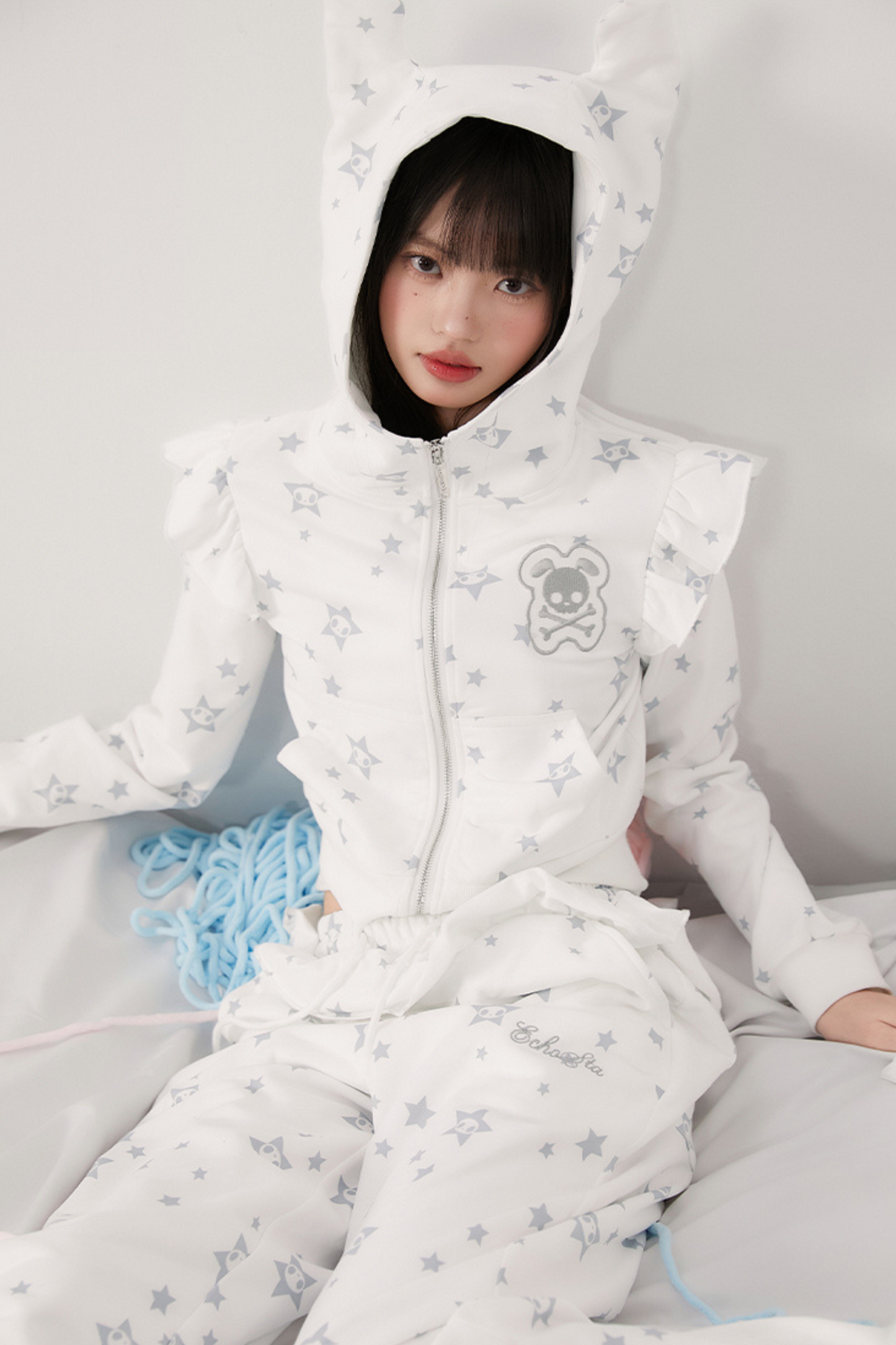 Animal Pants Loose Hoodie Hooded Ear + Ruffle