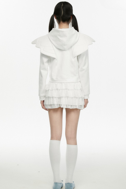 White Wings Hooded Angel Hoodie Short