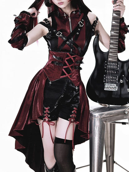 Red Punk Top Black Sleeveless and Fashion