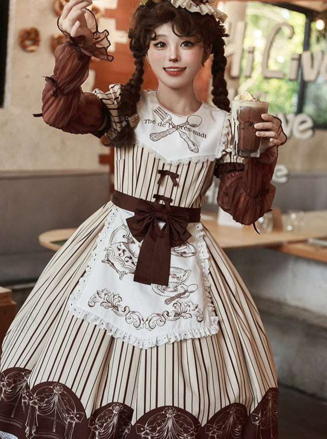 leg brown ribbon tea Afternoon apron warmers dress