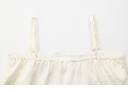 Cami and Embroidery Top Apricot Bird Floral