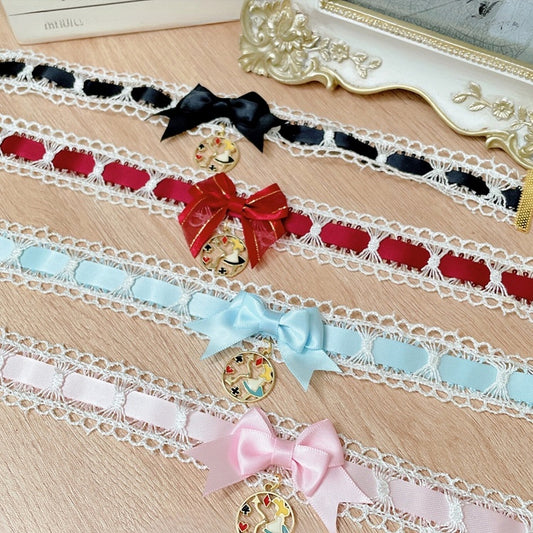 Lace Blue/Pink/Black/Red Choker in Alice Vibes Wonderland Trim