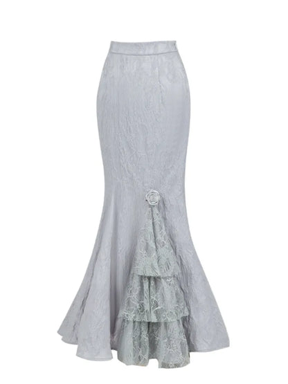 Jupe sirène gothique lolita élégante gris argenté