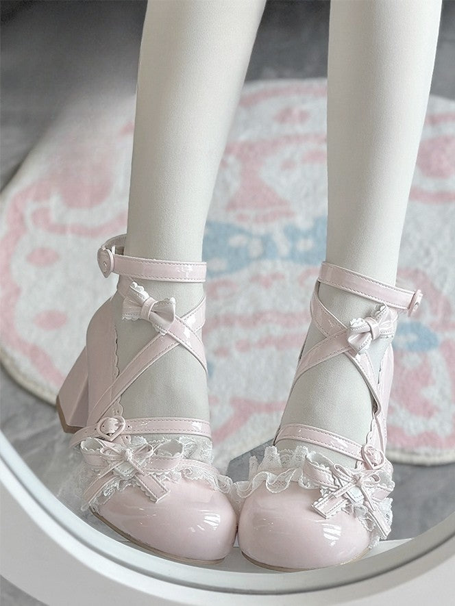 Janes Lolita Lace – Sweet Pink Mary Ruffled PU