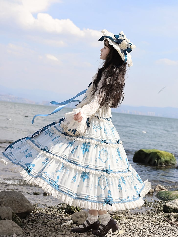 Summer Skirt Plus Mulberry Blue Cami Print Top + Lolita Available Set Sizes