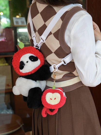 Cute Backpack Bag Keychain Backpack/Crossbody Apple Plush + Hat Panda