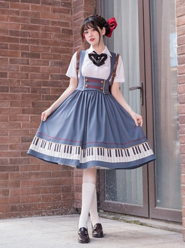 skirt + tie supp piano short Elegant ribbon design pendant + jacket