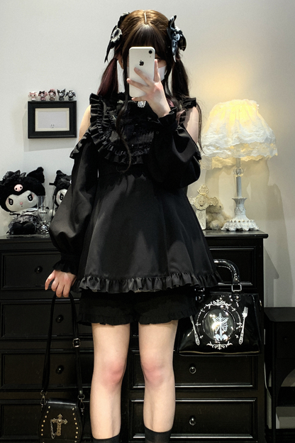 Ruffle Princess + Off-Shoulder Top Ribbon Shorts