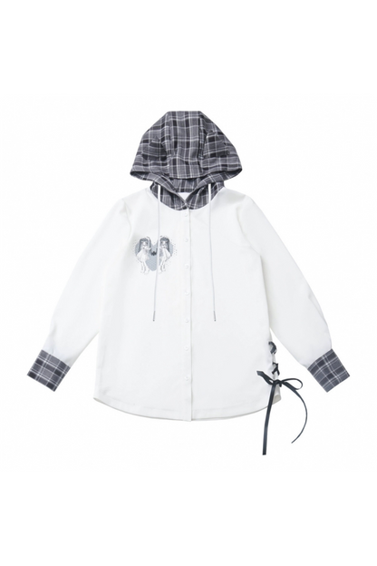 Half Top Pants Shirt Hooded + Check