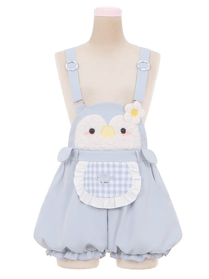 Little Penguin Blue Sweet Overalls Bubble Shorts