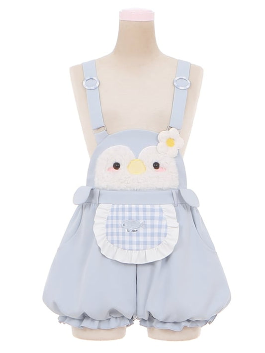 Little Penguin Blue Sweet Overalls Bubble Shorts