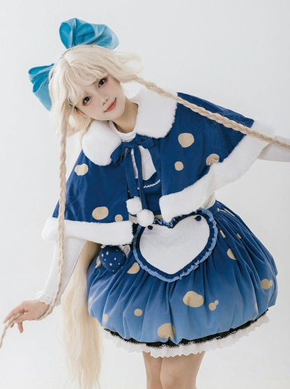 skirt hat + small hat heart accessory + ruffle big + cape Mushroom + suspender fur brooch hat