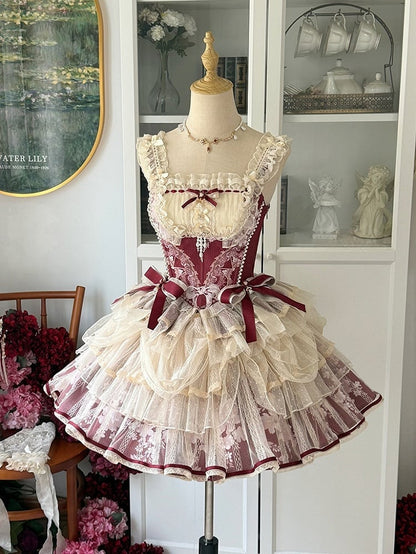 Top Red Two Boned with Corset Bows Bead Wine and Details