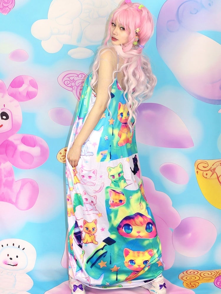 Dress Cat Cami Y2K Print Colorful