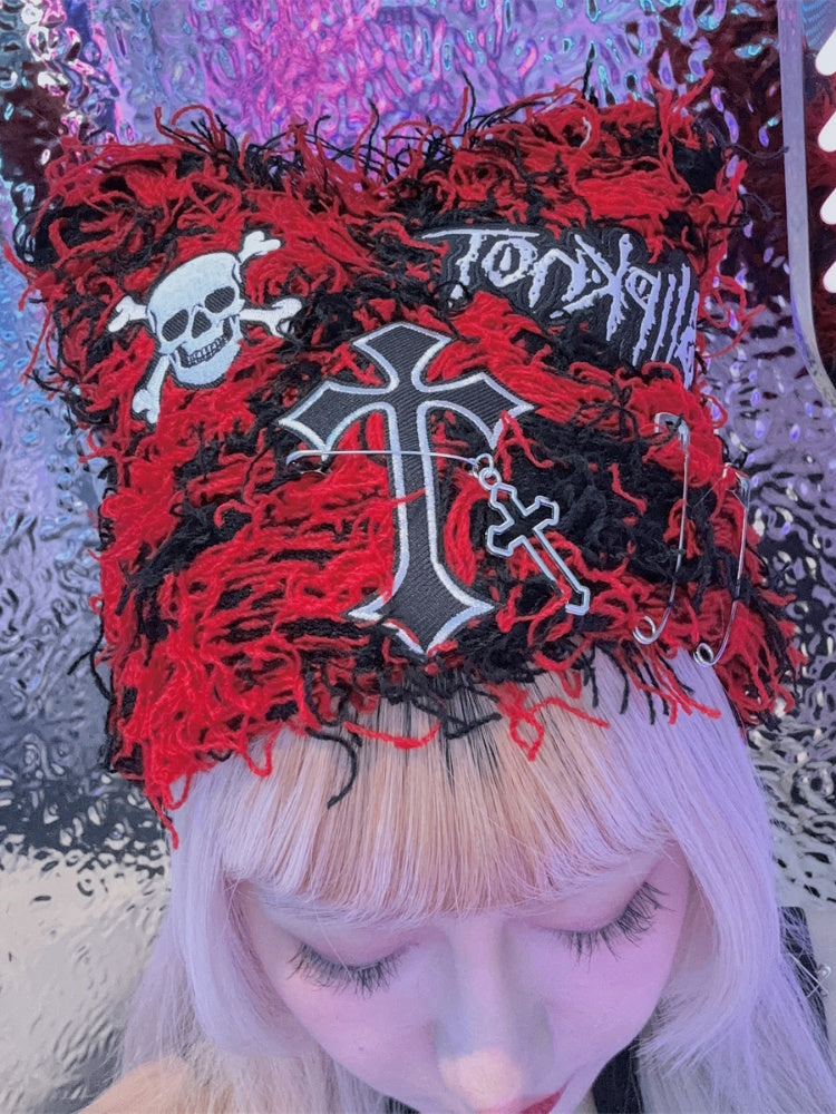 Skeleton Embroidery Punk Knitted Hat