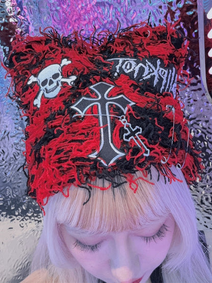 Skeleton Embroidery Punk Knitted Hat