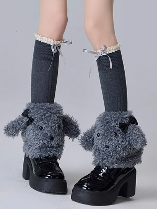 Shaggy Puppy Leg Warmers Calf Socks Set