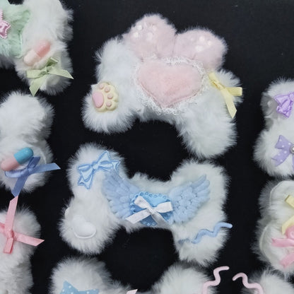 Pince à cheveux en forme d'os en peluche 12 options de couleur