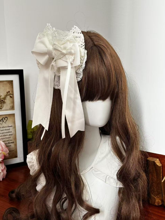 Barrette à cheveux florale blanche / noire et blanche