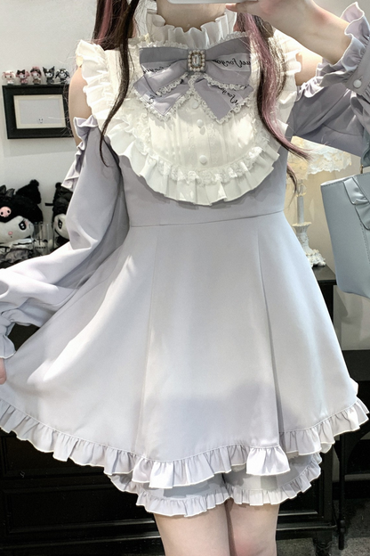 Ruffle Princess + Off-Shoulder Top Ribbon Shorts