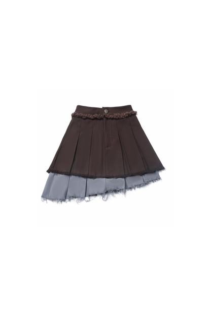 skirt + blue bustier top dark check y2k asymmetrical