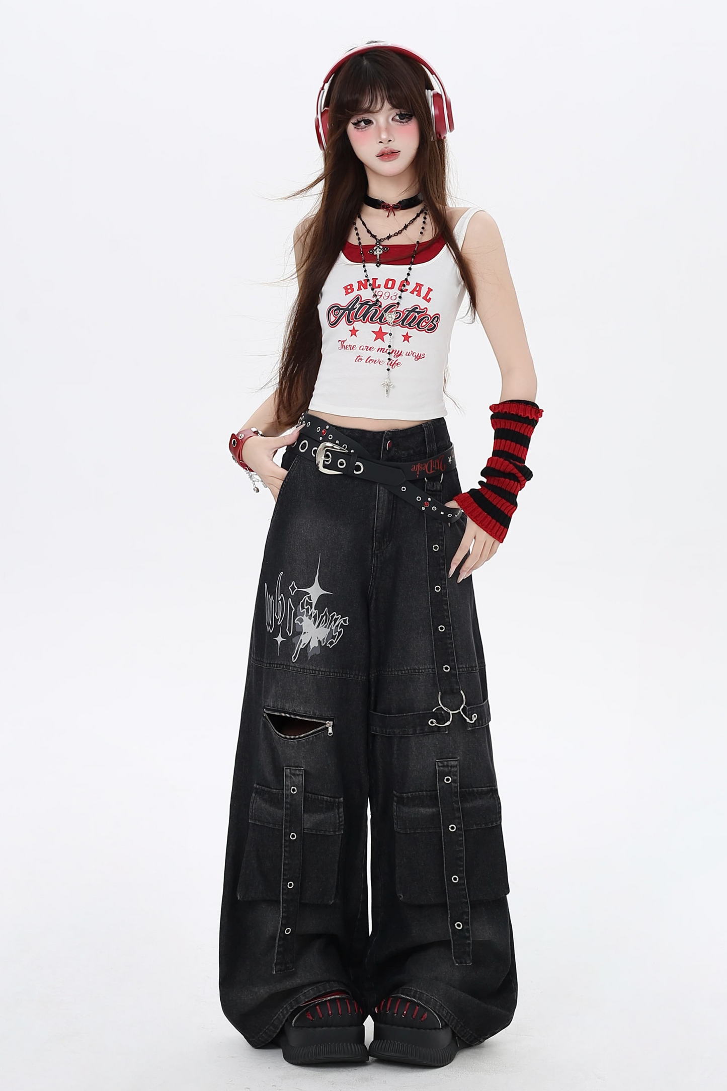 American Two Faux Retro Camisole Hot Letter Girl Print Stück