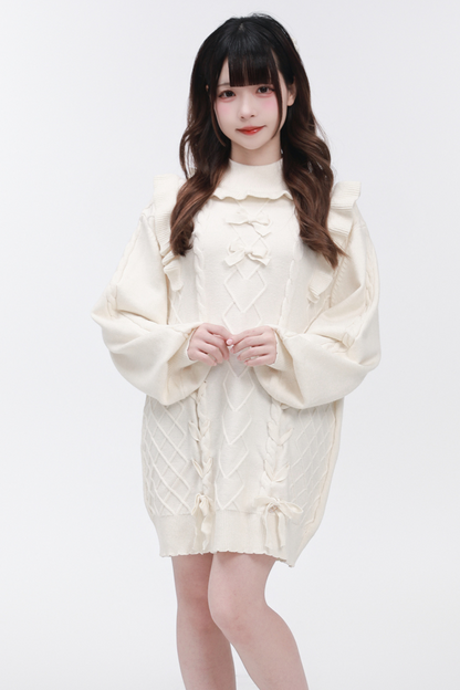 Sweater Dress Sleeve Flying Neck High