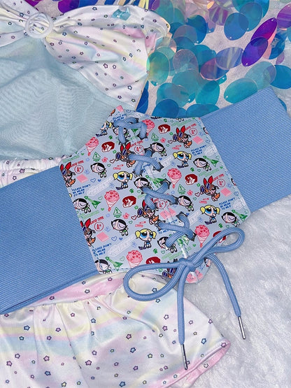 Corset Girls Powerpuff Pink/Blue PU Y2K