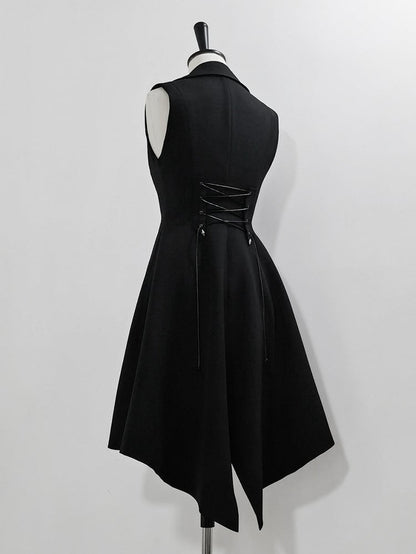 Black Lace-up Lolita Split-Tail Ouji Closure Waistcoat