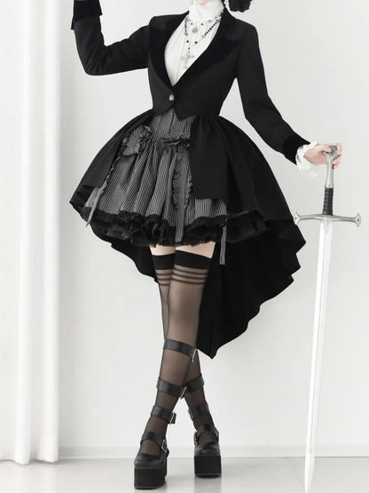 Black Ouji Fashion Gothic Lolita Tail Blazer