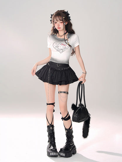 Tiered Mini Skirt Black A-Line Glamorous