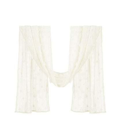 Knitted Shawl Flowers Decorated Beige