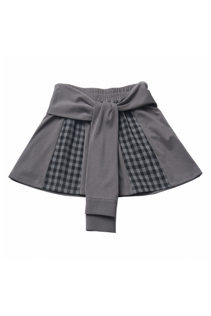 Mode Top Check Pants Skirt Casual Wide +