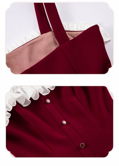 Dress Fit Lolita Slim Fashion Waist Red Elegant