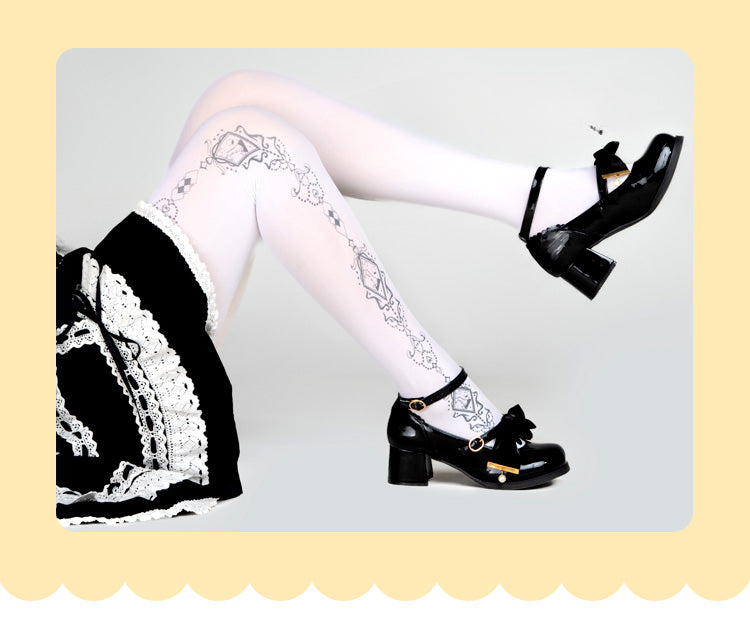 Collants Lolita blancs imprimés