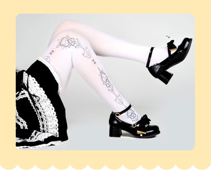 Collants Lolita blancs imprimés