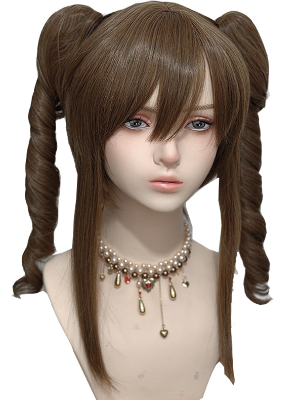 Wavy + Two Clips Medium Ponytails Brown Claw Wigs