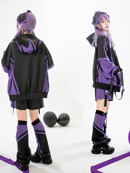 Set: and Jacket Techwear Landmine Purple Black Baggy